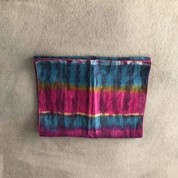 FUSHIA, TEAL, GOLD, PURPLE, WHITE SCARF - Picture 8 of 8